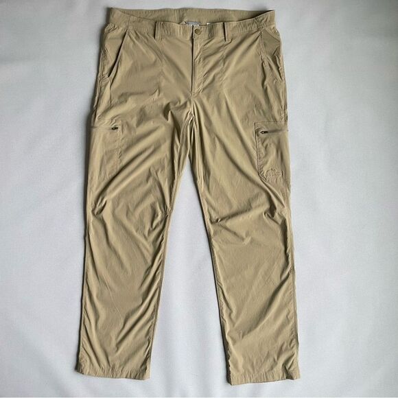 LL Bean Water Resistant Nylon Tan Hiking Pants Men’s Size 40x34 - Picture 1 of 7